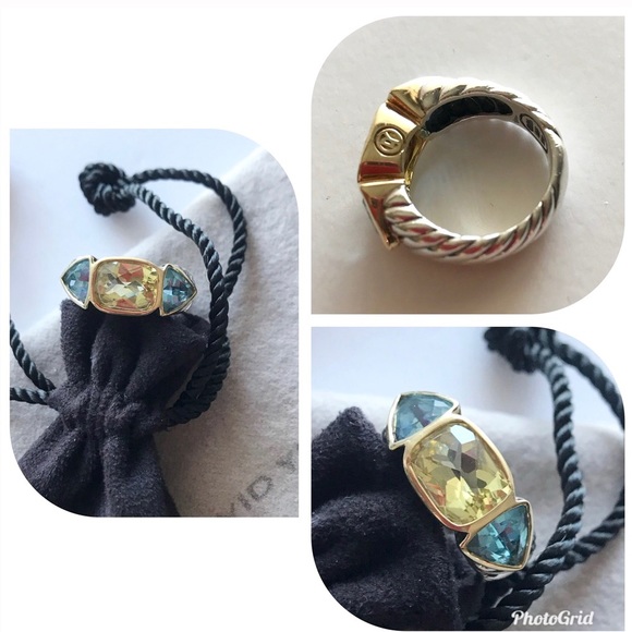 David Yurman Jewelry - David Yurman Lemon Citrine Blue Topaz Mosaic Ring